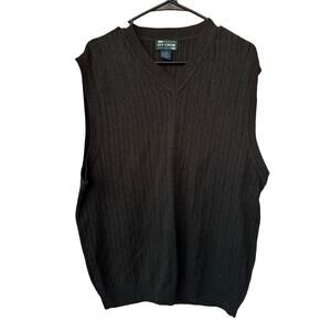 Vintage Ivy Crew Sweater Vest Mens L Forest Green Cable Knit 90s Y2K